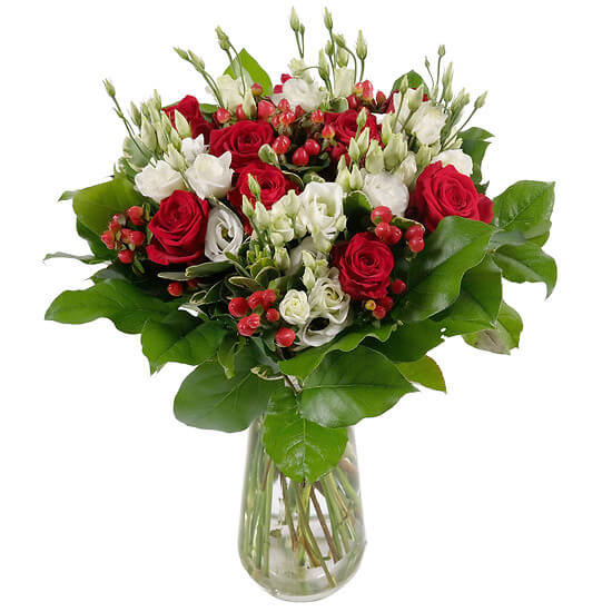 Danke – roses with white accents, flower delivery Geneva
